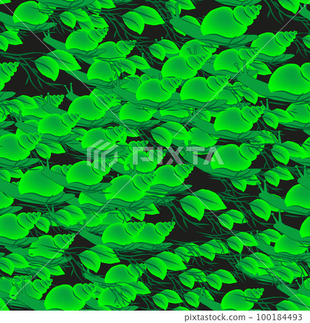 Green Snails and Leaves Seamless Pattern Background Green Snails and Leaves Seamless Pattern Background 100184493