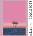 jellyfish floating in the pink sky 100184953