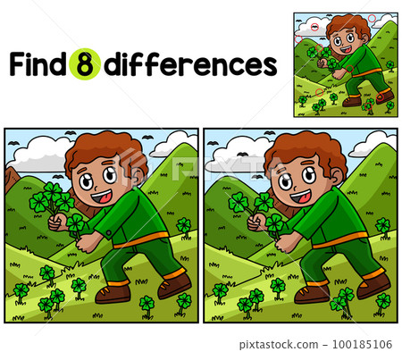 Child Picking Shamrock Find The Differences 100185106