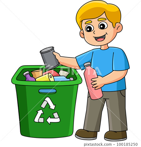Boy Recycling Cartoon Colored Clipart Illustration 100185250