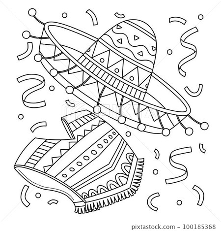 Cinco de Mayo Sombrero Poncho Coloring Page 100185368
