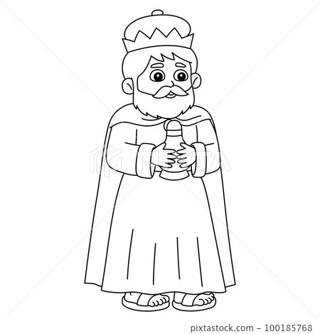 Wise King Holding Myrrh Isolated Coloring  100185768