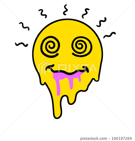 Acid smile face. Melted rave and techno symbol of 90s. Acid smile face. Melted rave and techno symbol of 90s. 100187269