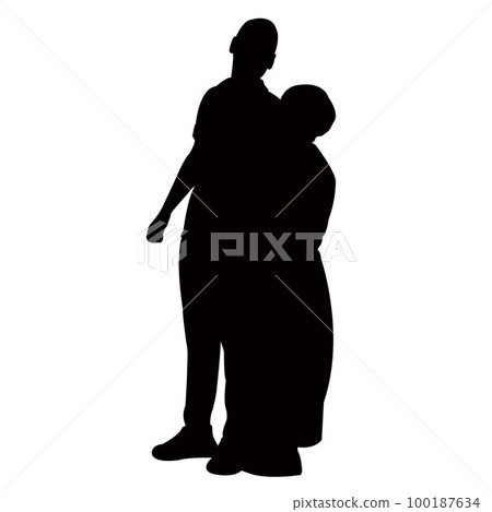 a couple making chat, silhouette vector a couple making chat, silhouette vector 100187634