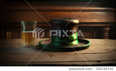 a green cylinder and clover are a symbol of the celebration of St. Patrick's Day 100188530