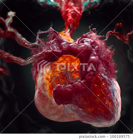 Different stages of development of the human heart, the beginning of the formation of the most important human organ.  illustration 100189575