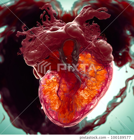 Different stages of development of the human heart, the beginning of the formation of the most important human organ. illustration Different stages of development of the human heart, the beginning of the formation of the most important human organ. illustration 100189577