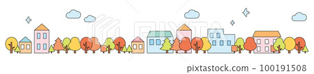 Townscape full of greenery Autumn line drawing included Townscape full of greenery Autumn line drawing included 100191508