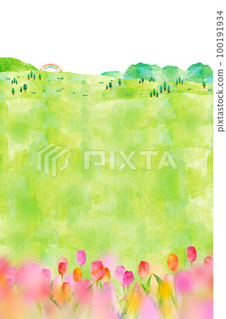 Tulip field background material 100191934