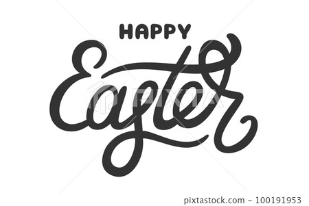 Happy Easter handwritten ink lettering label black. Silhouette imprint stencil inscription print holiday writing text banner greeting card decoration spring tradition typography sticker isolated Happy Easter handwritten ink lettering label black. Silhouette imprint stencil inscription print holiday writing text banner greeting card decoration spring tradition typography sticker isolated 100191953
