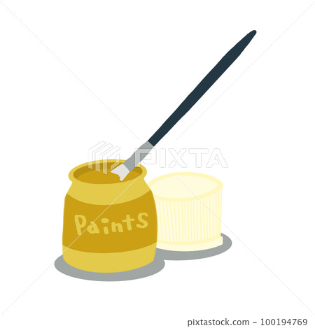 畫筆上有丙烯顏料的插圖[黃色（黃色），簡單，沒有線條] 100194769