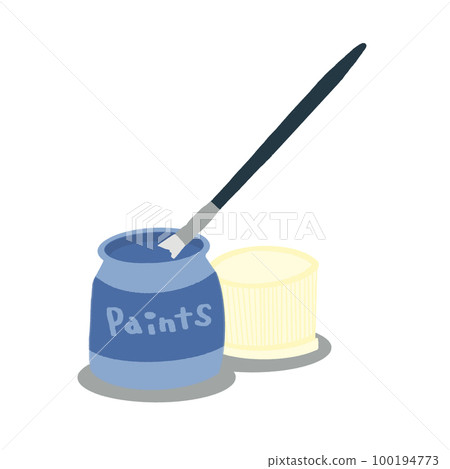 Illustration with acrylic paint on the brush [cyan (blue), simple, no line] [black, simple, no line] 100194773