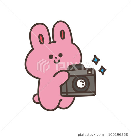 拿著相機的可愛兔子插畫 100196268