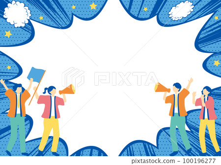 人們用擴音器語音氣泡背景大喊 人們用擴音器語音氣泡背景大喊 100196277