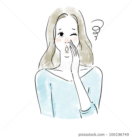 A woman suffering from stuffy nose due to hay fever, cold, rhinitis A woman suffering from stuffy nose due to hay fever, cold, rhinitis 100196749
