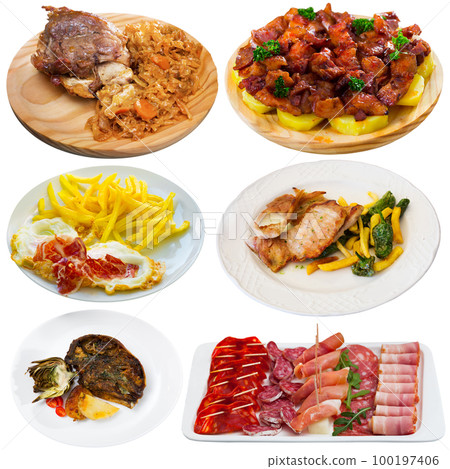 Collection of authentic dishes of Spanish cuisine 100197406