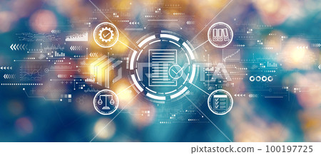 Compliance theme with blurred city at night 100197725