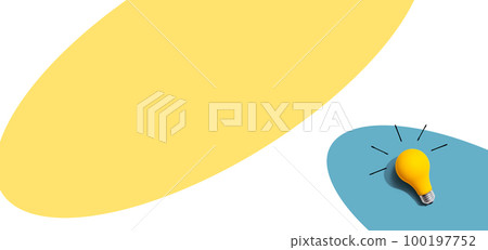 Yellow light bulb - flat lay from above Yellow light bulb - flat lay from above 100197752