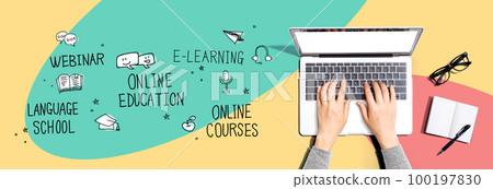 Online education theme with person using a laptop 100197830