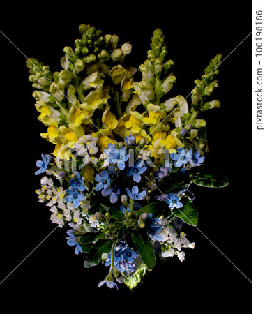 Mainly blue and yellow bouquet material 100198186