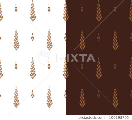 Set of vector simple patterns with stems with foliage. Collection of natural textures with leaves. Wallpaper with stems. 100198705