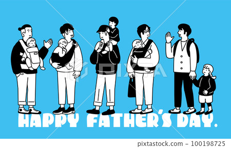 父親節男人抱著孩子的簡單插畫 100198725