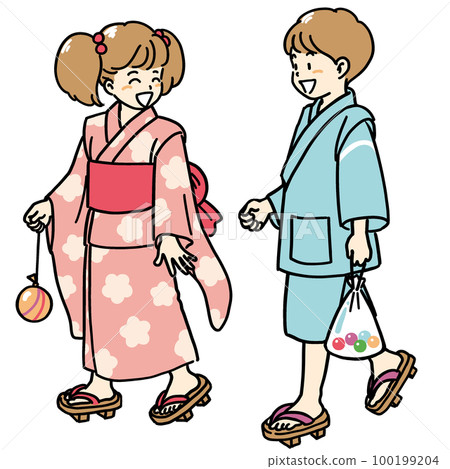 孩子們享受節日的插圖 100199204