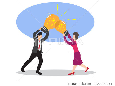 Combine idea, synergy or collaborate to get solution, brainstorm, teamwork or think together to develop great idea concept, businessman, businesswoman join or combine lightbulb idea for best result. Combine idea, synergy or collaborate to get solution, brainstorm, teamwork or think together to develop great idea concept, businessman, businesswoman join or combine lightbulb idea for best result. 100200253