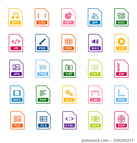 File, document, set of extension icons / software / document / business / data / document / IT File, document, set of extension icons / software / document / business / data / document / IT 100200257