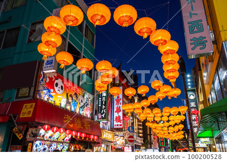 《神奈川縣》橫濱中華街夜景/中國新年裝飾 《神奈川縣》橫濱中華街夜景/中國新年裝飾 100200528