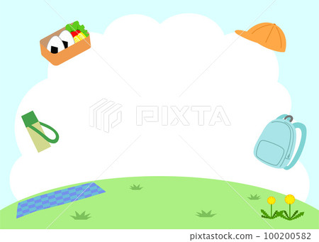 野餐和遠足插圖的背景框架材料 100200582