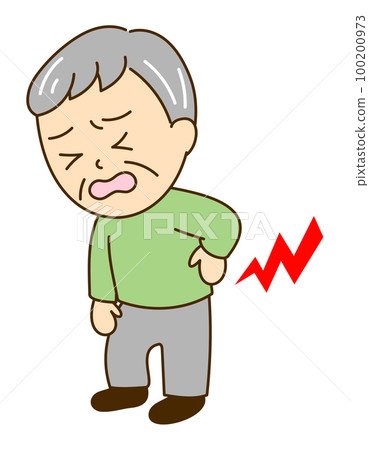 An old lady who had a strained back when carrying luggage 100200973