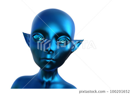 3d render. Portrait of a blue elf on a white background.  100201652