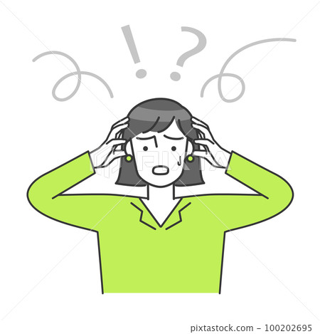 矢量圖的一個女人抱著她的頭 100202695