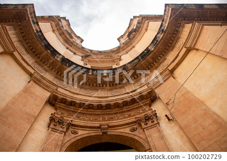 baroque facade of the church in  Sicily, Italy  100202729