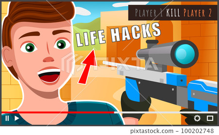 Male professional gamer tell about computer game life hacks. Blogger creating content about hobby Male professional gamer tell about computer game life hacks. Blogger creating content about hobby 100202748