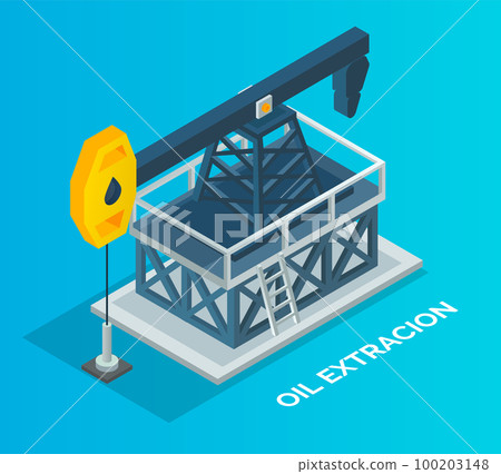 Working pump jack, oil well, oil extraction with special equipment, pumping unit, industrial 100203148