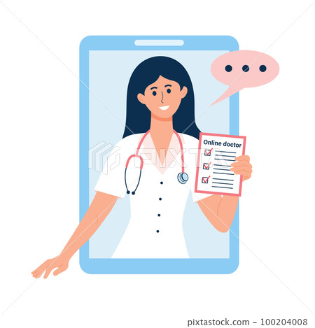 Doctor giving online consultation via smartphone. 100204008