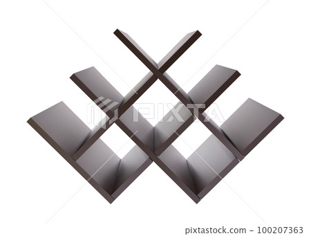 Empty wooden black wine rack or bottle shelf isolated on white 100207363