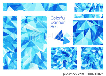 Banner set _ triangle mosaic _ blue 100210024