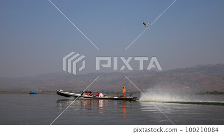Wooden boat on Inle Lake, Myanmar 100210084
