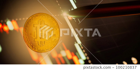 Virtual cryptocurrency Bitcoin . Investing in virtual assets 100210837