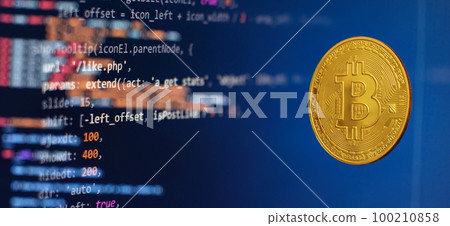 Cryptocurrency concept . The future of money. Computational equipment. 100210858