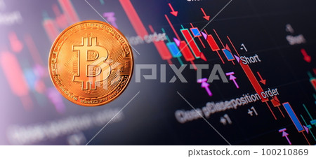 Virtual cryptocurrency Bitcoin . Investing in virtual assets 100210869