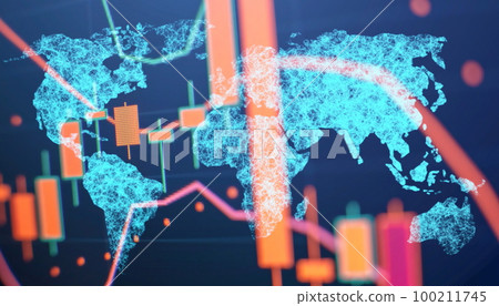 Indicators including volume analysis for professional technical analysis on the monitor of a computer. 100211745