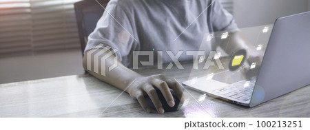 Document Management System (DMS), Businessman access business connection online documentation database. 100213251