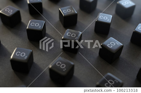 Cubes of CO2. Visualization in tons cubic volumes. Decarbonization. Industry produce greenhouse gases, dust and pollution. Emission reduction. Negative impact on environment. Climate change. Cubes of CO2. Visualization in tons cubic volumes. Decarbonization. Industry produce greenhouse gases, dust and pollution. Emission reduction. Negative impact on environment. Climate change. 100213318