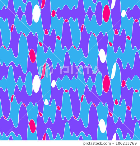 Blue and purple neon wavy background. Seamless pattern. 100213769