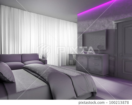Bedroom in a modern interior, 3d rendering 100213878