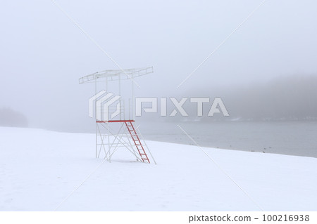 Fog on the winter beach, Chernihiv city winter fog Fog on the winter beach, Chernihiv city winter fog 100216938